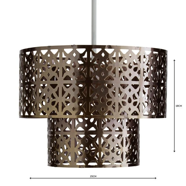 Cut Out 2 Tier Antique Brass Easy Fit Pendant Shade 6 Cut Out 2 Tier Antique Brass Easy Fit Pendant Shade - Image 4