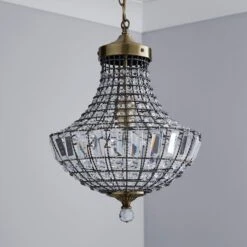 Knightsbridge Crystal Antique Brass Chandelier -Dunelm 1000084119 alt01