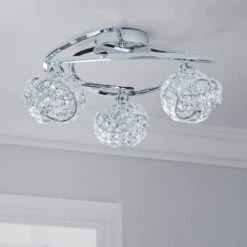 Cecilie 3 Light Crystal Semi Flush Ceiling Light -Dunelm 1000119787 alt01