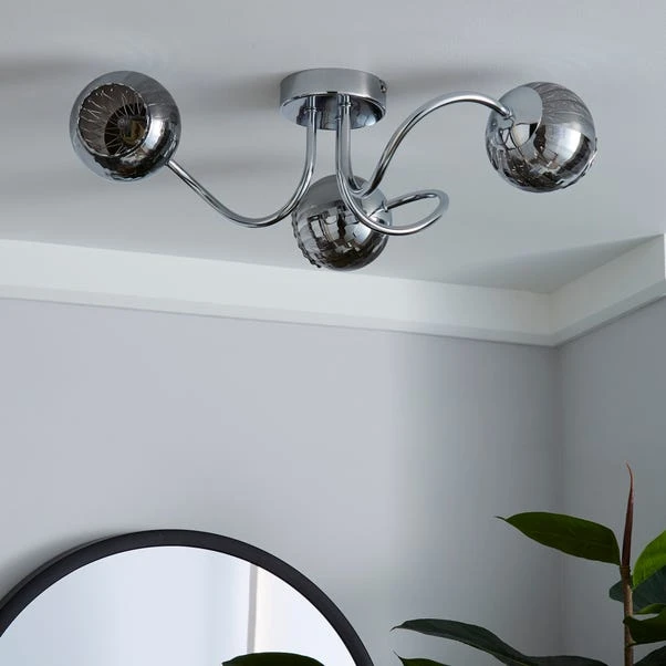Arta 3 Light Semi Flush Chrome Ceiling Light 4 Arta 3 Light Semi Flush Chrome Ceiling Light - Image 2