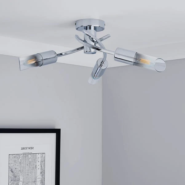 Corvus 3 Light Chrome Semi Flush Ceiling Light 4 Corvus 3 Light Chrome Semi Flush Ceiling Light - Image 2