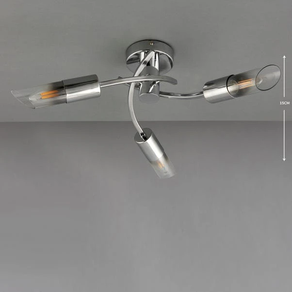 Corvus 3 Light Chrome Semi Flush Ceiling Light 7 Corvus 3 Light Chrome Semi Flush Ceiling Light - Image 5
