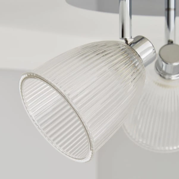 Bremont 3 Light Ribbed Glass Bathroom Semi Flush Spotlight 5 Bremont 3 Light Ribbed Glass Bathroom Semi Flush Spotlight - Image 3