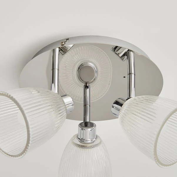 Bremont 3 Light Ribbed Glass Bathroom Semi Flush Spotlight 6 Bremont 3 Light Ribbed Glass Bathroom Semi Flush Spotlight - Image 4