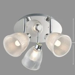 Bremont 3 Light Ribbed Glass Bathroom Semi Flush Spotlight 14 Bremont 3 Light Ribbed Glass Bathroom Semi Flush Spotlight -Dunelm 1000137363 alt04