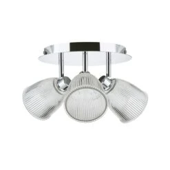 Bremont 3 Light Ribbed Glass Bathroom Semi Flush Spotlight 15 Bremont 3 Light Ribbed Glass Bathroom Semi Flush Spotlight -Dunelm 1000137363 alt05