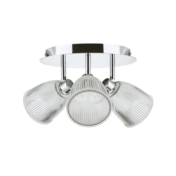 Bremont 3 Light Ribbed Glass Bathroom Semi Flush Spotlight 8 Bremont 3 Light Ribbed Glass Bathroom Semi Flush Spotlight - Image 6