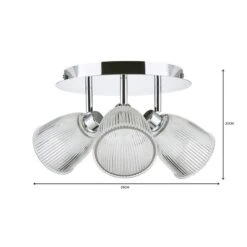 Bremont 3 Light Ribbed Glass Bathroom Semi Flush Spotlight 16 Bremont 3 Light Ribbed Glass Bathroom Semi Flush Spotlight -Dunelm 1000137363 alt06