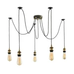 Logan 5 Light Spider Antique Brass Industrial Cluster Flex Ceiling Light 15 Logan 5 Light Spider Antique Brass Industrial Cluster Flex Ceiling Light -Dunelm 1000139088 alt05