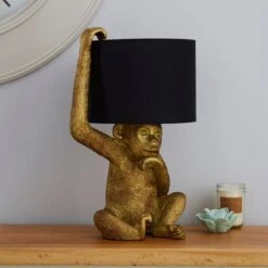 Odisha Resin Monkey Gold Table Lamp -Dunelm 1000139185 alt01