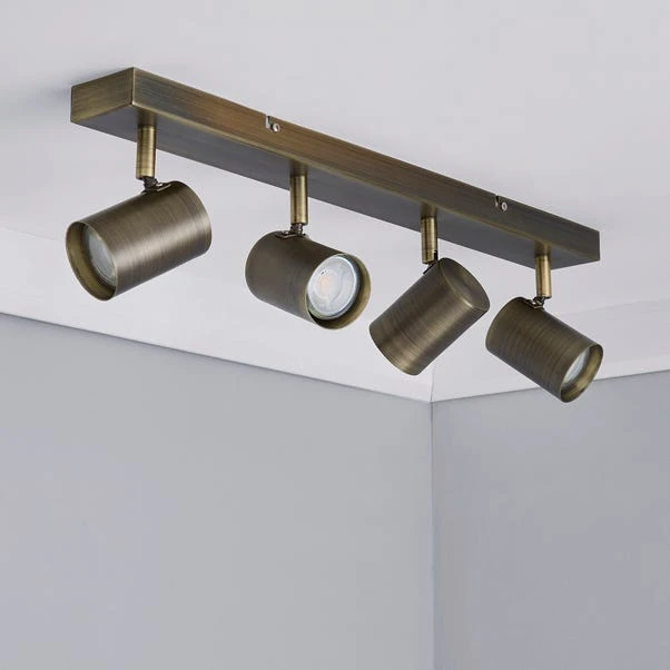 Newark Antique Bronze 4 Light Semi Flush Spotlight Bar 4 Newark Antique Bronze 4 Light Semi Flush Spotlight Bar - Image 2