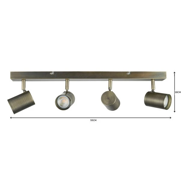 Newark Antique Bronze 4 Light Semi Flush Spotlight Bar 8 Newark Antique Bronze 4 Light Semi Flush Spotlight Bar - Image 6