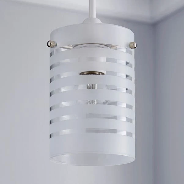 Grayson Stripe Glass White Easy Fit Pendant Shade 4 Grayson Stripe Glass White Easy Fit Pendant Shade - Image 2
