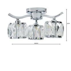 Kleio 3 Light Glass Chrome Semi Flush Ceiling Light -Dunelm 1000157757 alt04
