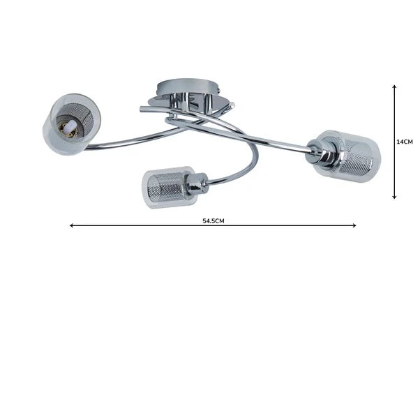 Grace 3 Light Chrome Semi Flush Ceiling Light 7 Grace 3 Light Chrome Semi Flush Ceiling Light - Image 5