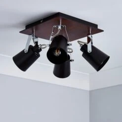 Johan 4 Light Black Semi Flush Spotlight -Dunelm 1000157760 alt01