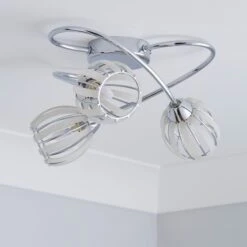 Rosa 3 Light Chrome Semi Flush Ceiling Light 10 Rosa 3 Light Chrome Semi Flush Ceiling Light -Dunelm 1000157761 alt01