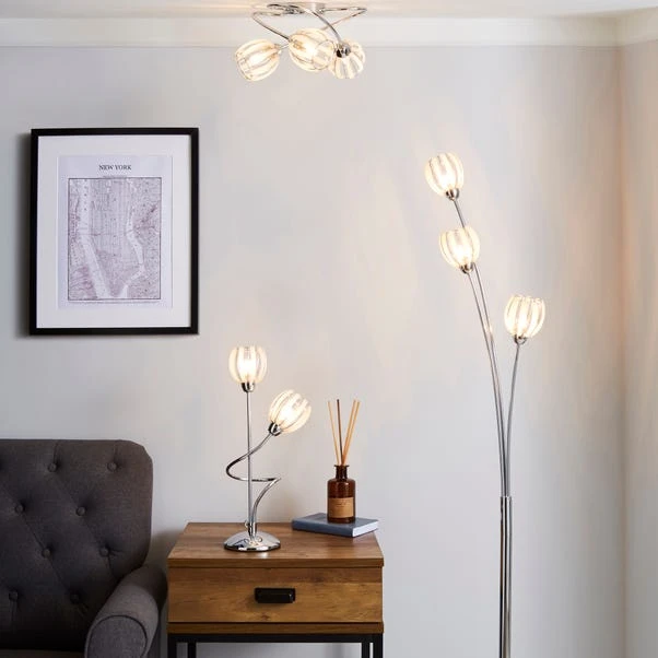 Rosa 3 Light Chrome Semi Flush Ceiling Light 8 Rosa 3 Light Chrome Semi Flush Ceiling Light - Image 6