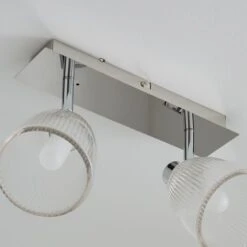 Bremont 2 Light Ribbed Glass Bathroom Semi Flush Spotlight Bar -Dunelm 1000157769 alt03