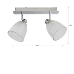 Bremont 2 Light Ribbed Glass Bathroom Semi Flush Spotlight Bar -Dunelm 1000157769 alt04