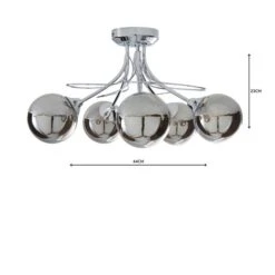 Mateo 5 Light Glass Chrome Semi Flush Ceiling Light -Dunelm 1000158444 alt04