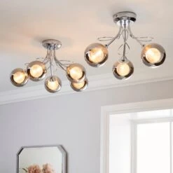 Mateo 5 Light Glass Chrome Semi Flush Ceiling Light -Dunelm 1000158444 alt08