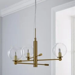 Nour 3 Light Antique Brass Semi Flush Ceiling Light -Dunelm 1000158452 alt01