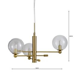 Nour 3 Light Antique Brass Semi Flush Ceiling Light -Dunelm 1000158452 alt04