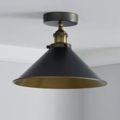 Logan Grey Industrial Semi Flush Ceiling Light -Dunelm 1000158468 alt01