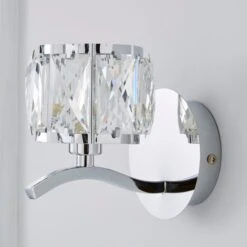 Kleio Glass Chrome Wall Light -Dunelm 1000158744 alt01