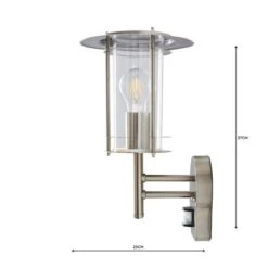 Derek PIR Sensor Glass Steel Outdoor Wall Light 12 Derek PIR Sensor Glass Steel Outdoor Wall Light -Dunelm 1000158750 alt04