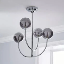 Gigi Chrome 4 Light Semi Flush Ceiling Light -Dunelm 1000180652 alt01