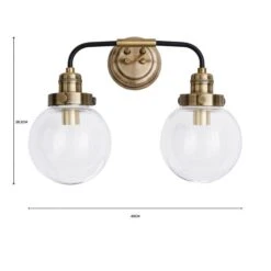 Broden Bathroom 2 Light Wall Light Antique Brass -Dunelm 1000182578 alt07