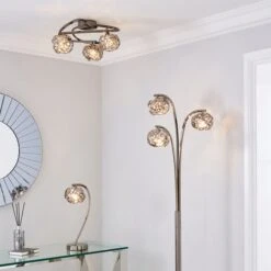 Cecilie Dark Chrome 3 Light Semi Flush Ceiling Light -Dunelm 1000182582 alt08