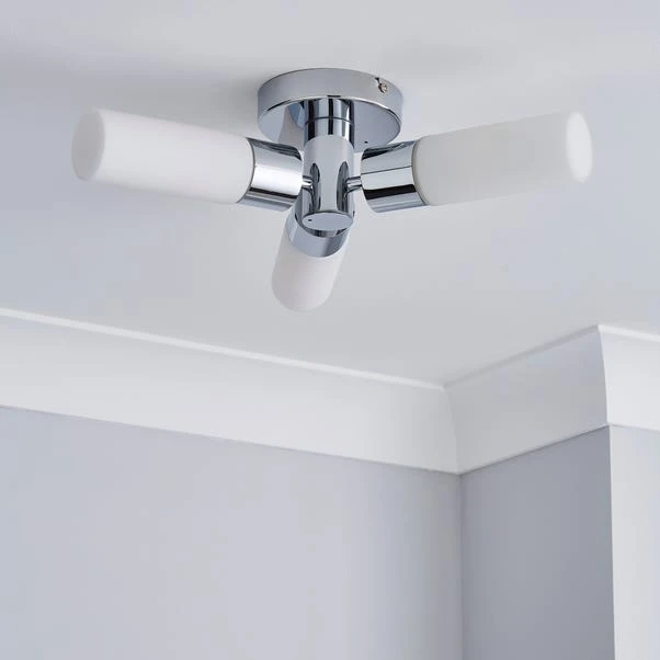 Porto 3 Light Chrome Bathroom Flush Ceiling Light 4 Porto 3 Light Chrome Bathroom Flush Ceiling Light - Image 2
