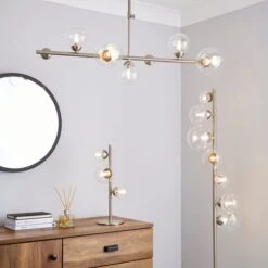 Tarsia Glass Satin Nickel Semi Flush Ceiling Light -Dunelm 1000182791 alt08