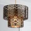 Cut Out 2 Tier Antique Brass Easy Fit Pendant Shade 2 Cut Out 2 Tier Antique Brass Easy Fit Pendant Shade -Dunelm 30077060