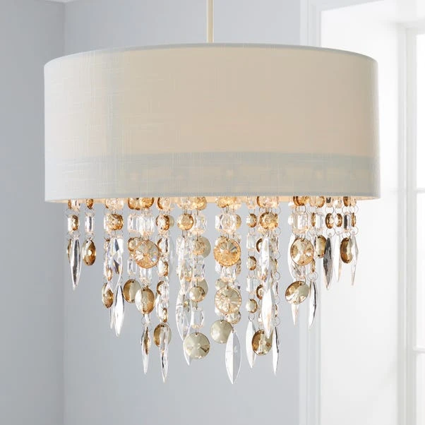 Mila Ivory Jewel Shade Easy Fit Pendant Shade 3 Mila Ivory Jewel Shade Easy Fit Pendant Shade