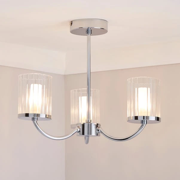 Mavia 3 Light Glass Bathroom Semi Flush Ceiling Light 3 Mavia 3 Light Glass Bathroom Semi Flush Ceiling Light