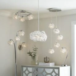 Cecilie 3 Light Crystal Semi Flush Ceiling Light -Dunelm 30576100 alt06