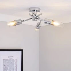 Dunelm 43 Corvus 3 Light Chrome Semi Flush Ceiling Light