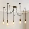 Logan 5 Light Spider Antique Brass Industrial Cluster Flex Ceiling Light 2 Logan 5 Light Spider Antique Brass Industrial Cluster Flex Ceiling Light -Dunelm 30624731