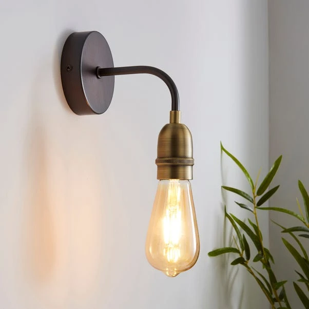 Marsden Antique Brass Industrial Wall Light 3 Marsden Antique Brass Industrial Wall Light