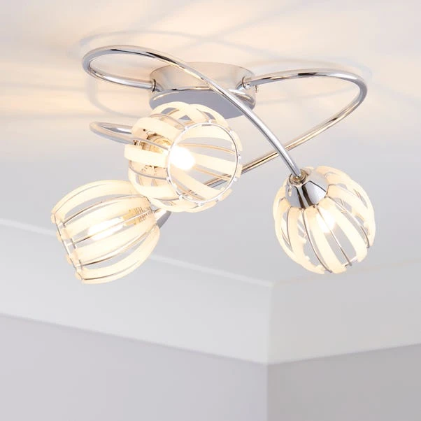Rosa 3 Light Chrome Semi Flush Ceiling Light 3 Rosa 3 Light Chrome Semi Flush Ceiling Light
