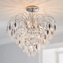 Parla Jewel 3 Light Semi Flush Ceiling Light