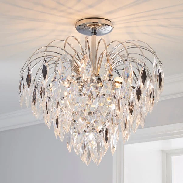 Parla Jewel 3 Light Semi Flush Ceiling Light 3 Parla Jewel 3 Light Semi Flush Ceiling Light