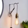 Marsden Pewter Industrial Plug In Wall Light 2 Marsden Pewter Industrial Plug In Wall Light -Dunelm 30713764
