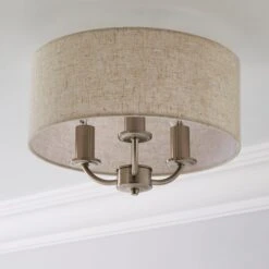 Preston 3 Light Flush Ceiling Light 30 Preston 3 Light Flush Ceiling Light -Dunelm 30730506 alt01