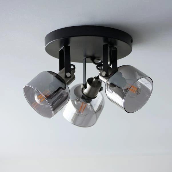 Palazzo Smoked Glass 3 Light Semi Flush Spotlight 4 Palazzo Smoked Glass 3 Light Semi Flush Spotlight - Image 2