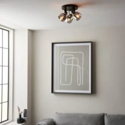 Palazzo Smoked Glass 3 Light Semi Flush Spotlight 11 Palazzo Smoked Glass 3 Light Semi Flush Spotlight -Dunelm 30754813 alt02